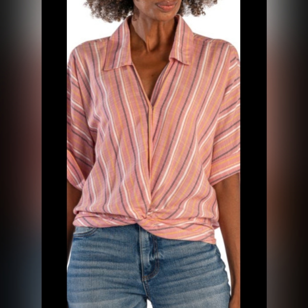 Kut From The Cloth Striped Pink Women's Top, Size Small